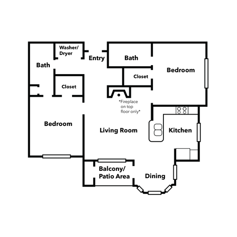 2x2 B Floor Plan at Parkway Terraces Apartments, Carson City, NV, 89706
